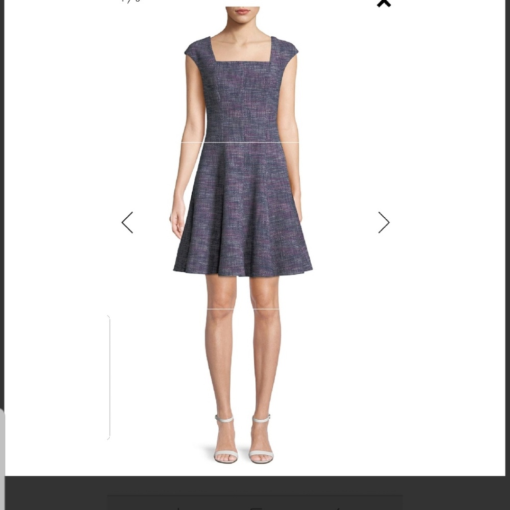 REBECCA TAYLOR Cap-Sleeve Tweed Knee-Length Dress